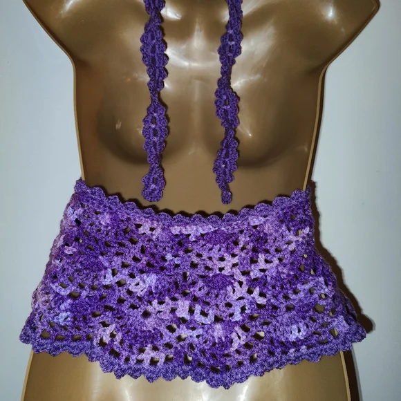 Hand Crochet Boho Festival Halter Boho Bodice Top - Picture 7 of 8